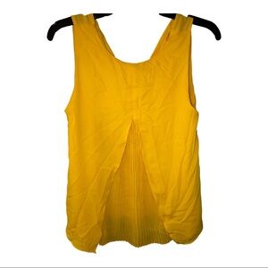 Zara marigold yellow‎ blouse with peek-a-boo accordion pleated front size XS new